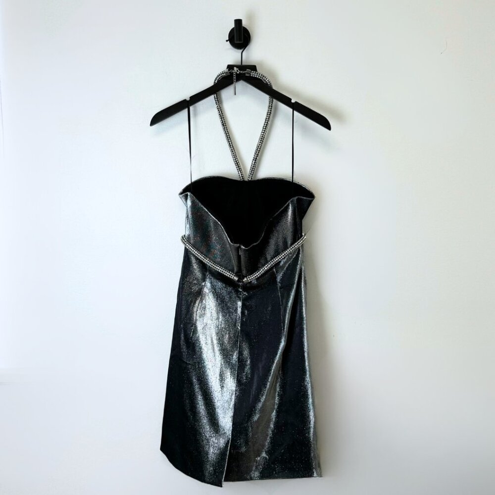 Area Crystal Rope Halter Mini Dress - Picture 3 of 4